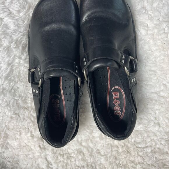 Klogs Harley black leather Harness close back clog Size 7M - Picture 3 of 9